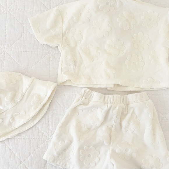 2T Kate Mack Cream Terrycloth Floral Matching Set - Picture 4 of 5